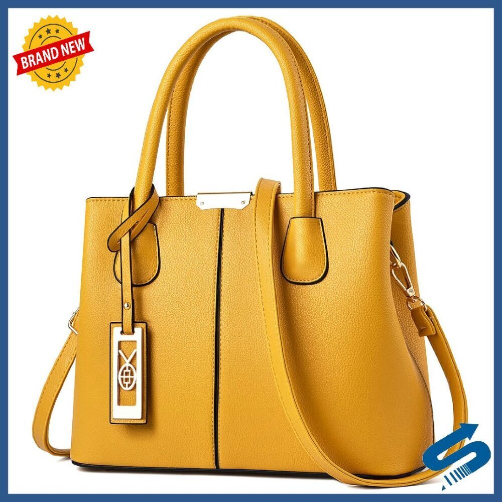 Leather Tote Crossbody Shoulder Bag with Adjustable Strap & Multiple Pockets